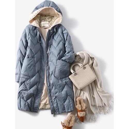 SEDUTMO Winter Long Oversize Duck Down Jacket Women Fashion Warm Thick Coat Autumn Casual Slim Hooded Puffer Jacket ED1416