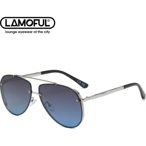 LAMOFUR Pilot Vintage Metal Double Beam Polarized Sunglasses Women Classic Brand Sun Glasses Lens Eyewear for Men Driving 50004
