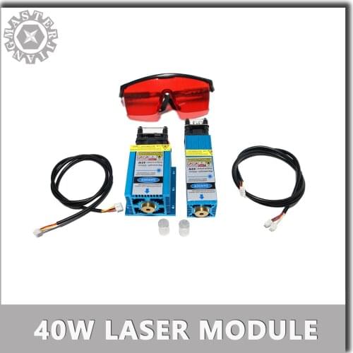 Laser Module 40W Fixed Focus Laser Head 450nm Laser TTL Module Set Laser Engraver Machine Wood Marking Cutting Tool Blue/Golden
