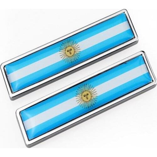 2Pcs/Lot Car Argentina Flag Metal Sticker Decorate Sticker Emblem Badge For ABC powers Argenting National flag Cars