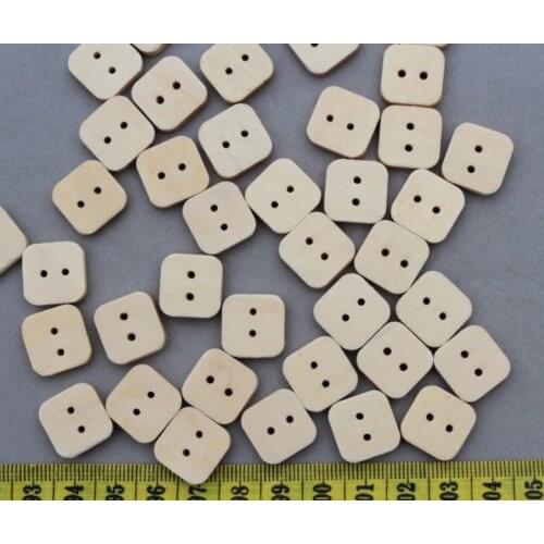 Set of 650pcs of square natural color children 2 holes wood Wooden buttons Beads size 15mm
