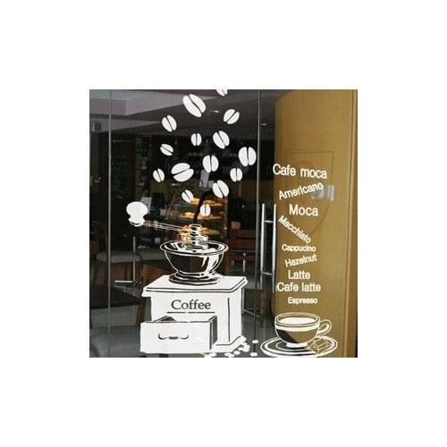 Coffee Shop Wall Sticker Espresso Coffee Machine Coffee Lettering Mural Art Wall Sticker Coffee Shop Window Glass Decoration