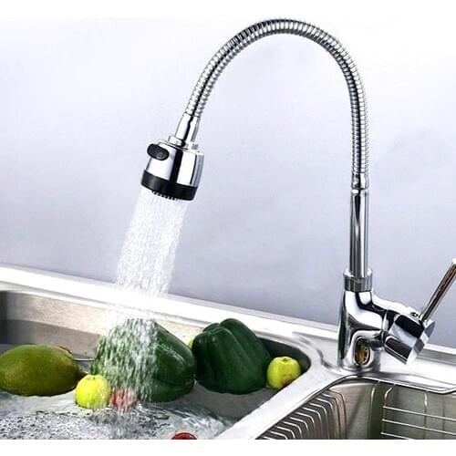 Fixer365 2 Functions Spiral Chrome Spout Faucet Head Sink Head 360 Degree Flexible Kitchen Faucet Spray Water-saving SplashProof