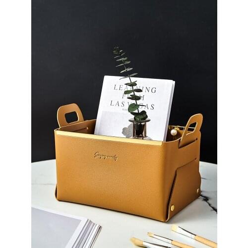 Desktop Skin Care Products Folding Cute Leather Storage Basket Ins Nordic Style Dormitory Jewelry Sundries Snack Storage Box