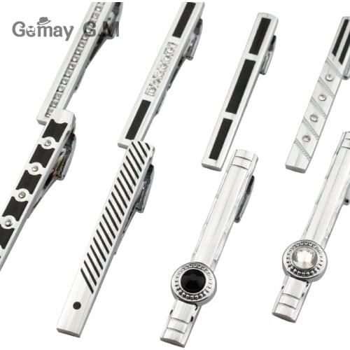 New Silvery Tie Clip For Men Classic Meter Tie Clips Alloy Tie Bar Quality Enamel Tie Collar Pin Crystal Business Corbata