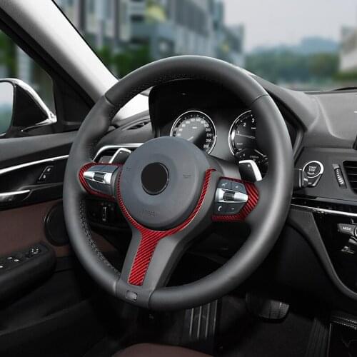 Red Glass fiber Steering wheel trim cover Car interior Auto Parts For BMW F20 F30 F34 F10 X1 X2 M2