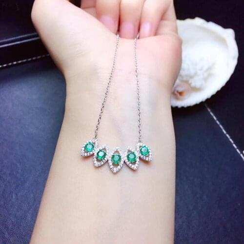 Emerald gemstone collarbone necklace women fine jewelry 925 sterling silver real natural gem party anniversary birthday gift