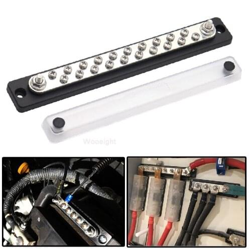Wooeight 20 Terminal Bus Bar &Transparent Cover 150A DC Power Distribution Terminal Block For Car RV Boat Marine Caravan Marine