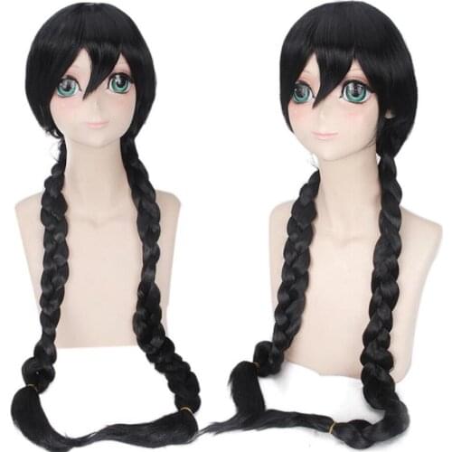 Danganronpa Touko Fukawa Cosplay Wig 100cm long black Wigs Heat Resistant fiber Synthetic Hair Anime Dangan Ronpa fake hair