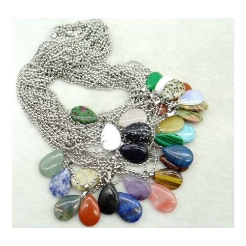 Natural Stone Turquoises Quartz crystal tiger eye Charms Water droplets Pendants for diy Jewelry Making necklace Accessories A5