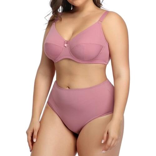 Plus Size Womens Underwear Suit Bras Set Sexy Brassiere Panty Big Boobs Non Padded Lingerie Tops