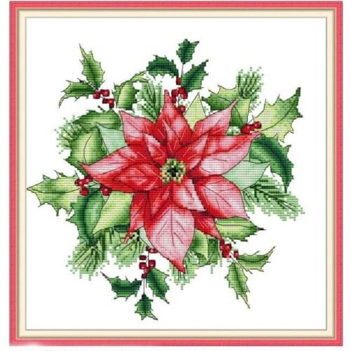 Christmas Red Joy Sunday Cross Stitch Kits Pattern 14CT 11CT Counted Cross Stitch Christmas Handmade Embroidery Needlework Sets