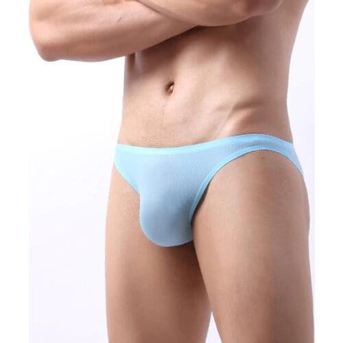 Sexy Mens Underwear Ultra-thin Ice Silk Slip Homme Briefs Jockstrap Sheer Thongs Gay Panties Cuecas Bikini String Underpants