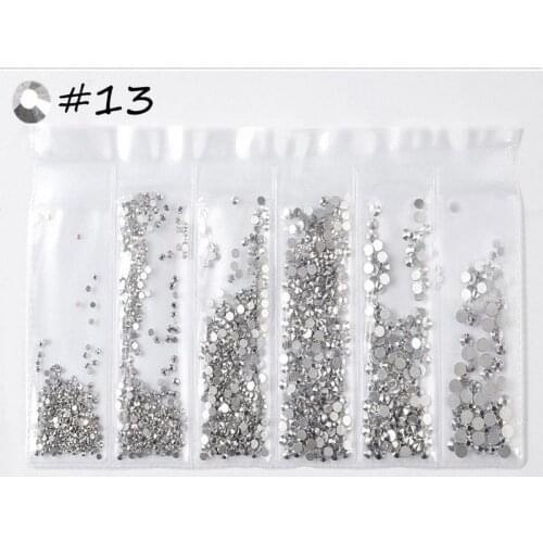 Multi-size Glass Nail Rhinestones Crystal 3D Nail Art Decorations Crystals Strass Charms Partition Mixed Size Rhinestone Fatback