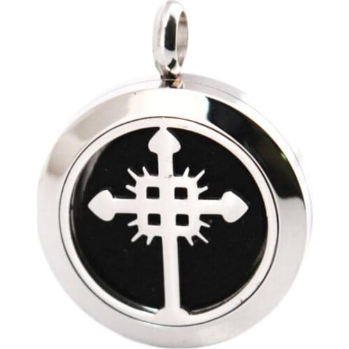 Vintage Cross 25mm Aromatherapy Essential Oils Stainless Steel Neckalce Pendant Perfume Diffuser Locket free 10pcs Felt Pads