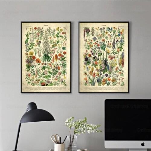 French Flowers Fleurs Vintage Posters and Prints Botanical Retro Wall Art Canvas Painting Pictures for Living Room Home Decor