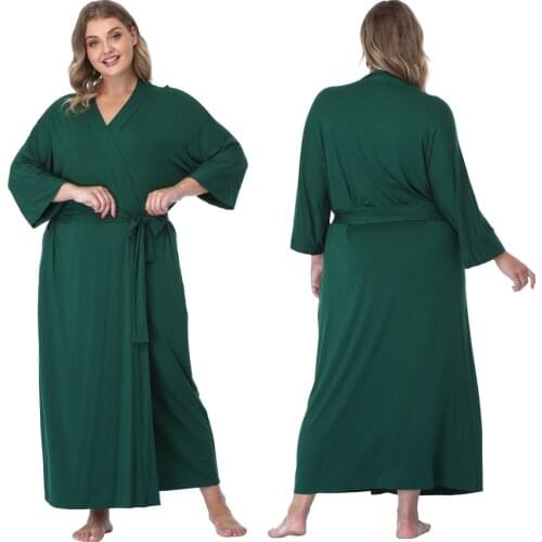 Witbuy Plus Size Night Wear Robe Womens Pajama Casual Kimono Intimate Sleepwear Coat With Pocket Soft Bathrobe Women Towel Gown