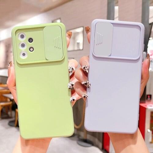 LOVECOM Slide Camera Lens Protection Phone Case For Samsung A52 A72 A32 M51 A51 A71 S21 Plus S20 FE Silicone Shockproof Cover