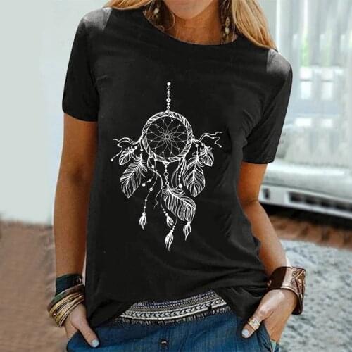 40# Women Casual T-shirt Summer Leisure Printing Round Neck Short Sleeve Loose Tee Tops Summer Casual Streetwear Shirts Tunic