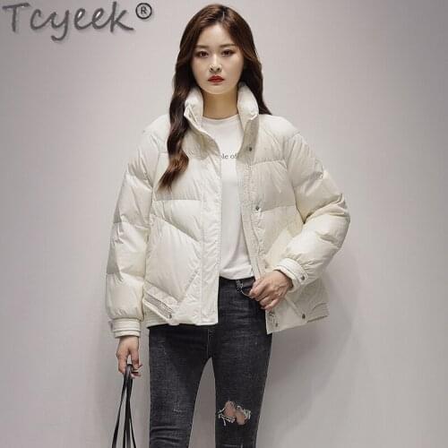 Tcyeek Winter Puffer Jacket Women White Duck Down Coats Famale Warm Short Jackets Womans Parkas New Fashion Veste Femme SQQ412