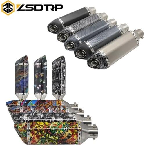 ZSDTRP Universal Motorcycle Exhaust Muffler Pipe Colors Stainless Steel Scooter Motorbike Pipe For AK With DB killer