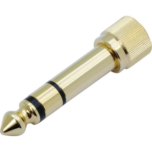 2Pcs Gold Plated 1/4" 6.35mm Male to 3.5mm Female Plug Stereo Audio Headphone Screw Adapter Connector