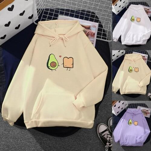 2021 Autumn Treat People with Kindness Hoodies Women Casual Avocado Print Hooded Pullover Sweatshirts Punk Hip Hop Streetwear