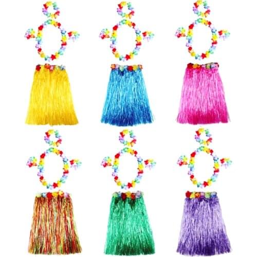 60cm Plastic Girls Woman Hawaiian Hula Skirt Hula Gress Costume Flower Skirt Hula Dance Dress Party Hawaii Beach Dress
