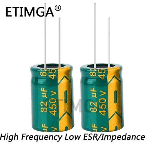 2PCS/LOT 450v 82uf 450v82UF High Frequency Low ESR Aluminum Electrolytic Capacitor Size 18*25MM Tolerance 20% 20