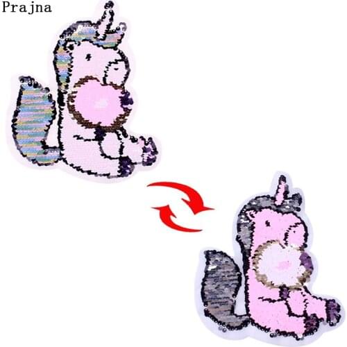 DIY Pink Unicorn Applique Sewing Patch on Clothes Reversible Sequined Patches for Clothing Jacket Girl Lovely Patch Decor