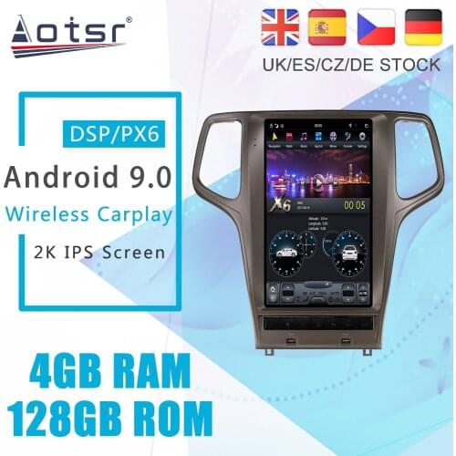 Android 9 128G PX6 Tesla Styel For Jeep Grand Cheroke WK2 2010 - 2019 Auto Radio Stereo Car Multimedia Player DVD GPS Navigation