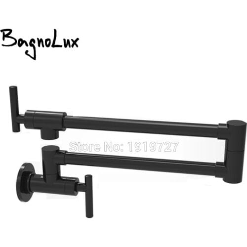 Bagnolux Solid Brass Kitchen Wall Mount Pot Filler Faucet Swivel Spout Brushed Nickel Matt Black Cold Water Only With Dual Swing