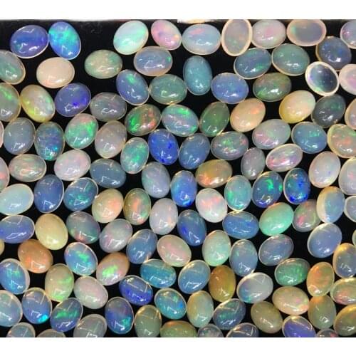 Loose beads WHITE RAINBOW opal nature AA FLAT OVAL 6*8MM FPPJ wholesale nature for DIY earrings