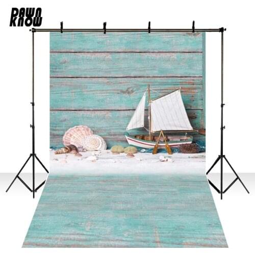DAWNKNOW Seashell Floor Vinyl Photography Background Boat New Fabric Flannel backdrop For Children Photo studio F2657
