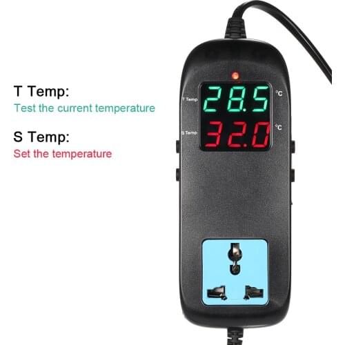 Meterk Electronic Thermostat LED Digital thermoregulator Breeding Temperature Controller Thermocouple with Socket AC 90V~250V