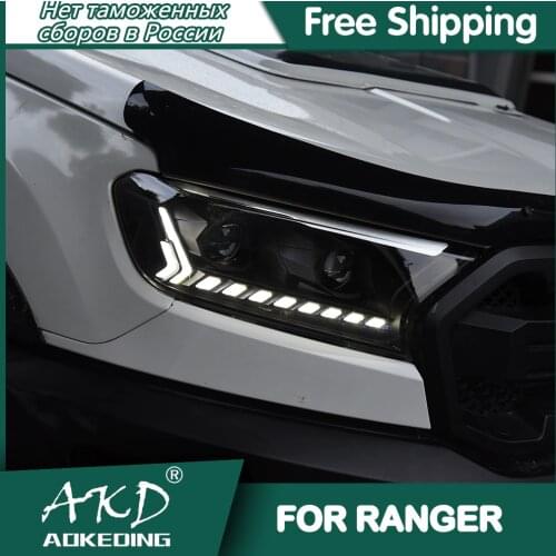 For Car FORD Ranger Headlights 2016-2020 DRL Day Running Light LED Bi Xenon Bulb Fog Lights Car Accessory Everest Head Lamp