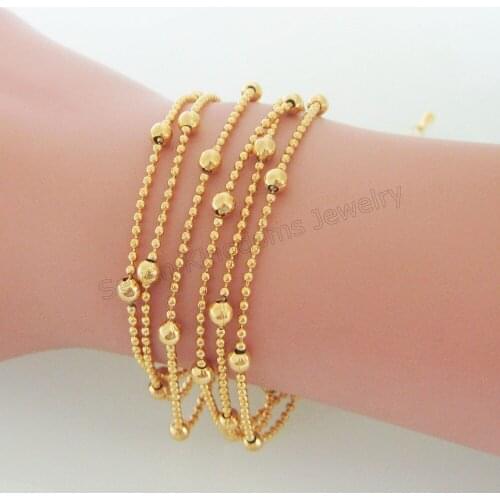Foromance/BALL BEADS MESH SHAPE BRACELET 7.9+1.97" - YELLOW GOLD GP OVERLAY FILLED BRASS GOOD QUALITY