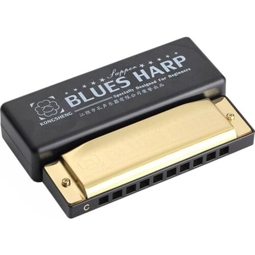 10 Holes Swan Harmonica Diatonic Blues Harp Woodwind Music Instrument Mouth Organ for Blues Rock Country Folk Jazz Melodica