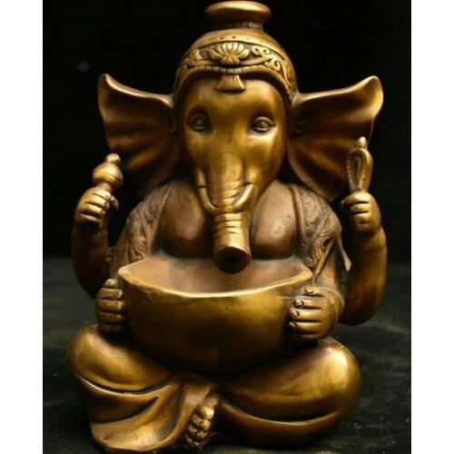 China Buddhsim Temple Bronze Ganapati Ganesh Lord Ganesha Elephant Buddha Statue