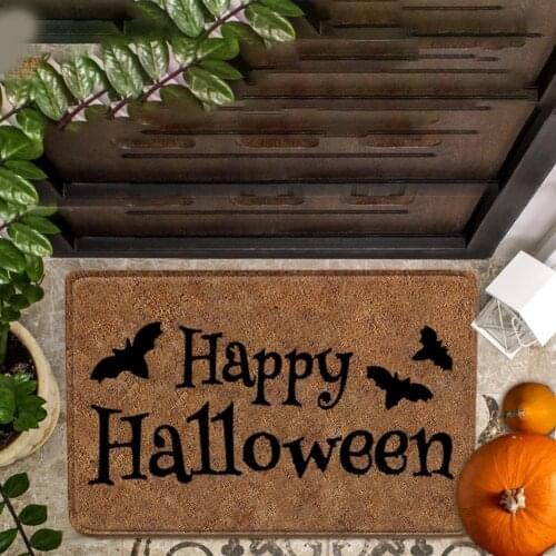 Halloween Door Mat Slip Protective Easy To Clean Decorative Pad Weaving Door Entrance Welcome Mat Carpet Loop Footpad Doormat