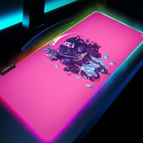 Led Light Mouse Pad Pink Gamer Girl Anime Pc Accessories Cute Setup Gamer Mat with Pattern Mat Computer Gaming Rgb Backlit Mat