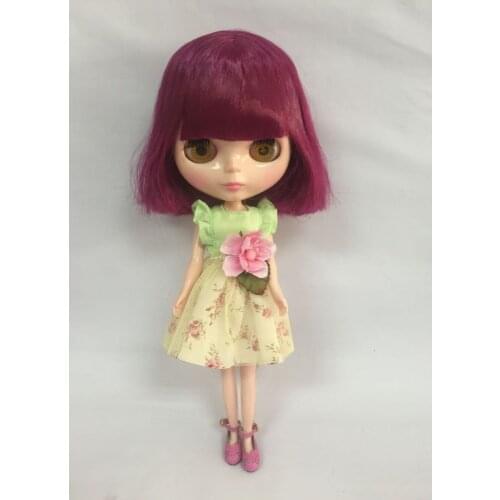 Nude blyth Doll,purple short hair Factory doll ,Suitable For Girls