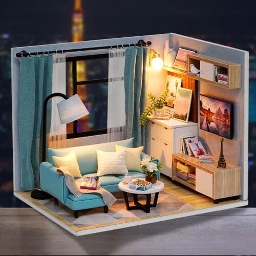 Doll House Furniture Miniature Dollhouse DIY Miniature House Room Casa Toys for Children DIY Dollhouse