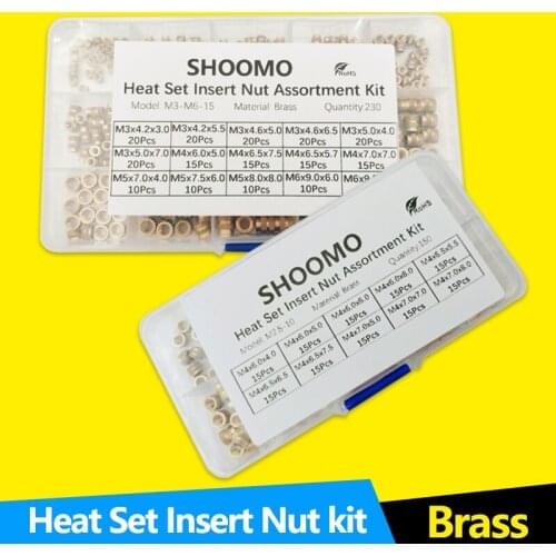 Brass Embedded Knurled Thread Heat Set Insert Nuts Assortment Kit for 3D Print Plastic Mold M2 M2.5 M3 M4 M5 M6