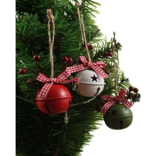 5.5cm Red Green White Color Metal Jingle Bell With Ribbon For Home Merry Christmas Tree Decoration