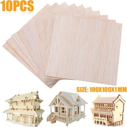 10 Pcs Wood Sheet Models Plate Model for DIY House Ship Aircraft Toys Boats 100x100x1mm