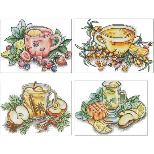 Fruit sweet tea patterns Counted Cross Stitch 11CT 14CT DIY Chinese Cross Stitch Kits Embroidery Needlework Sets home decor