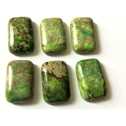 Wholesale 2pcs/lot,Natural Green Imperial jaspe r Bead Cabochon,13x20mm rectangle Ring face Jewelry DIY