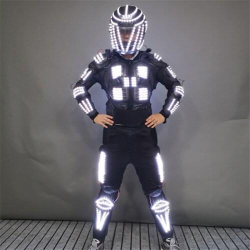 P99 Party led light robot men costumes dj lighted up armor helmet stage performance outfits disco outfit club show wears glowing