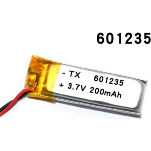 3.7V 200mAh Rechargeable Battery 601235 Lithium Polymer Li-Po ion batteries For DIY Mp3 GPS bluetooth Headphone Headset